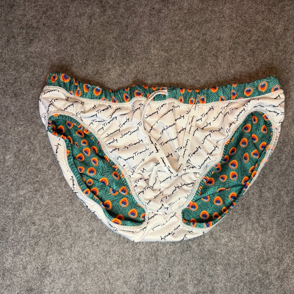Jimmy Trendy Men’s Swim Brief Peacock Print Size Large - Picture 7 of 8